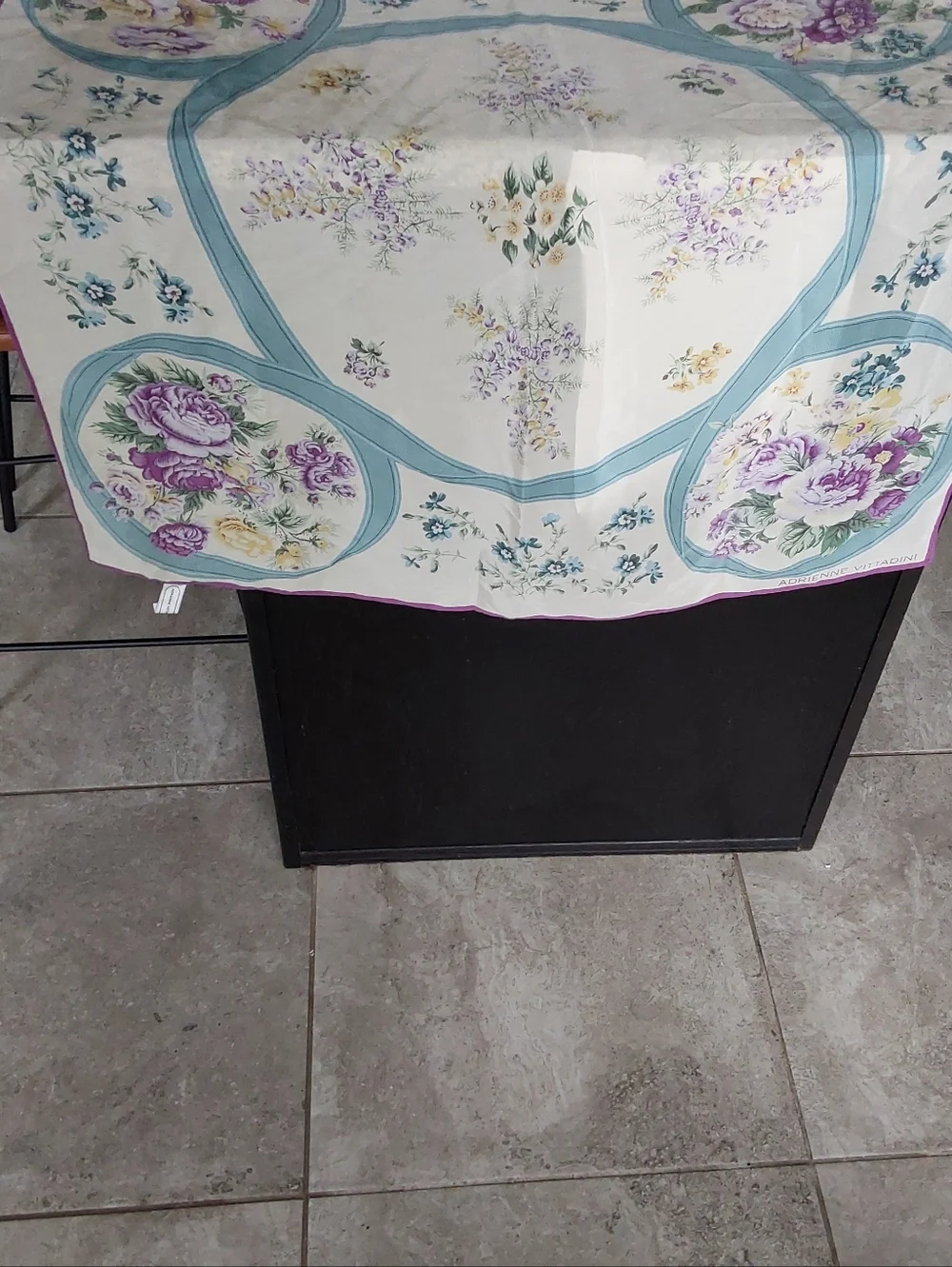 Adrienne Vittadini Cream, Lavender &‎ Teal Floral Silk Scarf